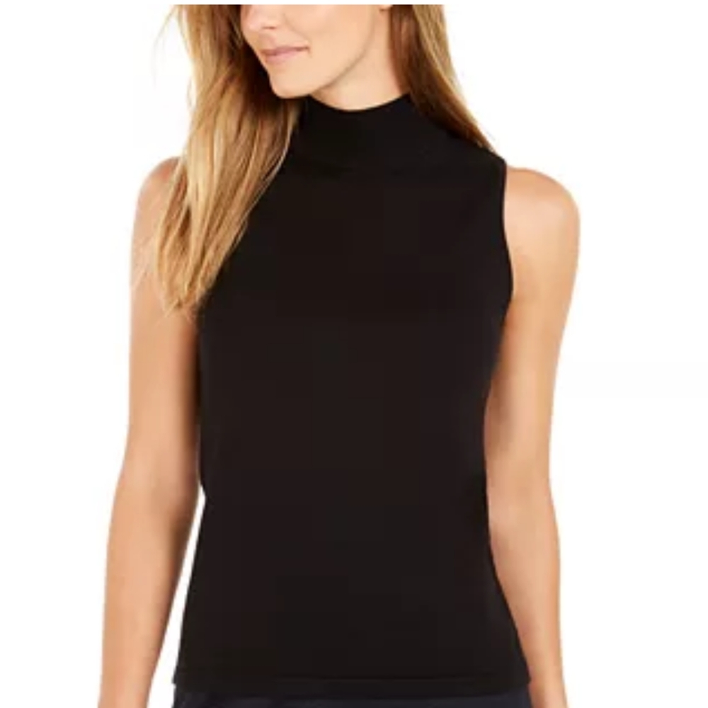 Calvin K Sleeveless Mock W. Gold Shoulder Buttons